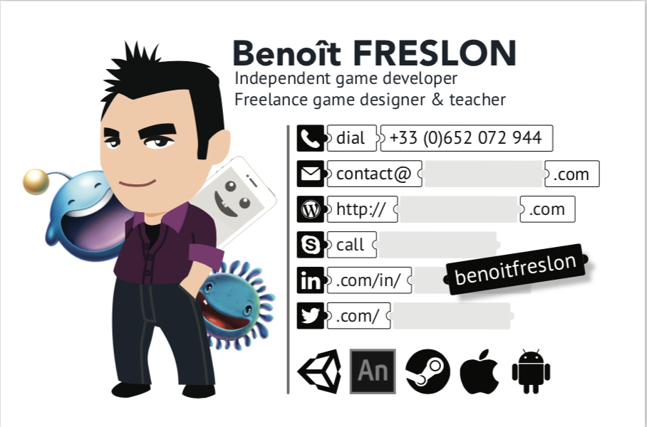 Ma nouvelle carte de visite : game designer freelance et independent game dev
